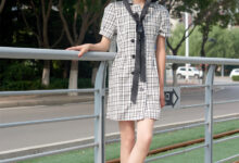 SIW斯文传媒 014 法式黑白方格翻领小清新裙 - 丽莉 [58P-121M]-套图岛