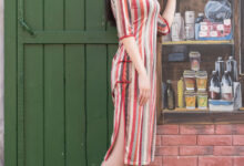 SIW斯文传媒 042 复古时尚彩条韵味绸缎旗袍 - 小谈 [61P-151M]-套图岛